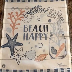 🏖️🐚”BEACH HAPPY” 🏖️🐚 Flag, Nylon Outdoor Garden or Indoor Decor, 12.5” x 18” NWT